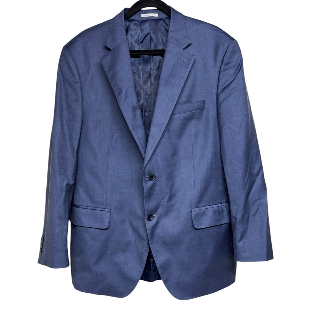 Peter Millar Navy Blue 2 Button Blazer Jacket Mens 100% Wool Union Made Size 44R
